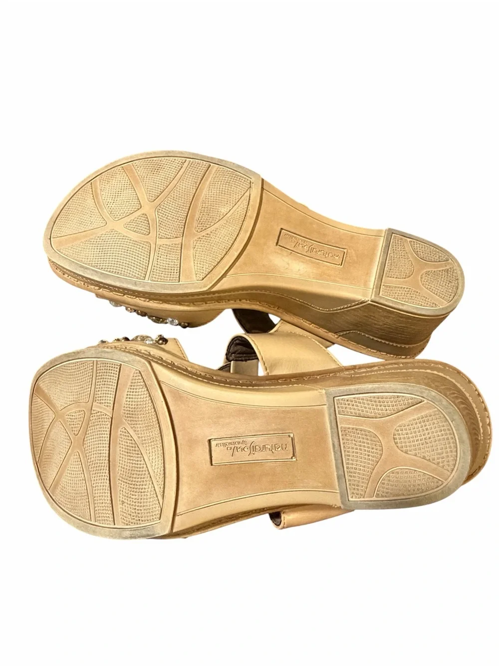 Natural Soul Raquel Tan Embellished Ring-Detail Slide Sandals - 8.5